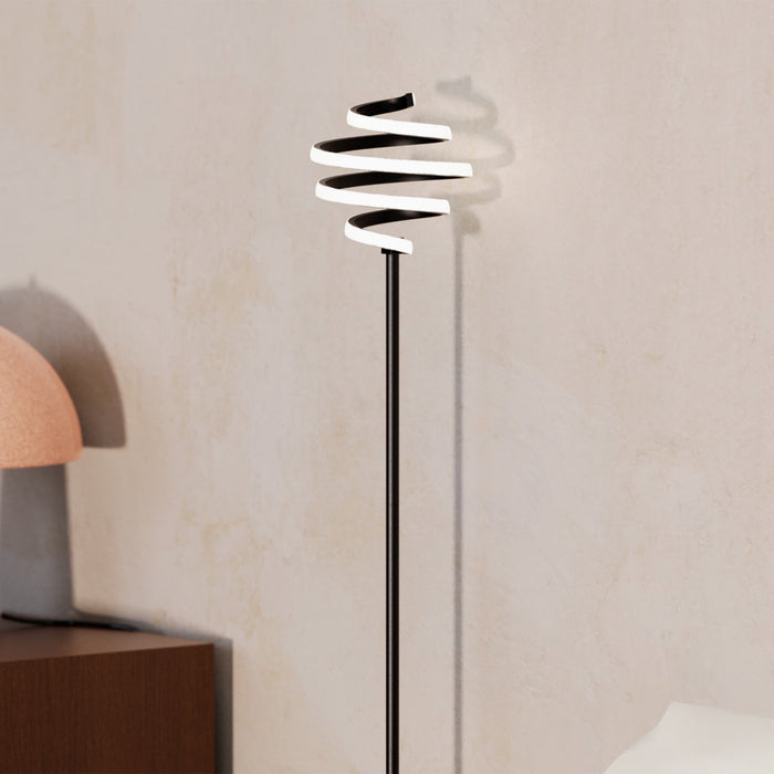 Lampe à pied en spirale à DEL de 59 po noir mat