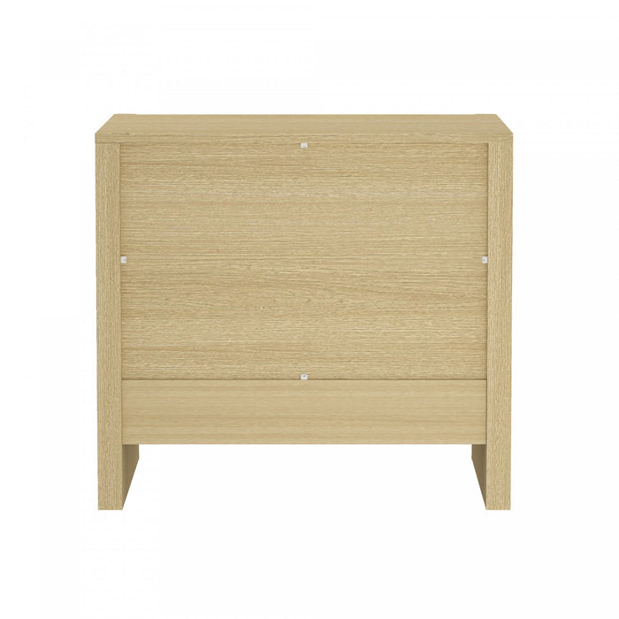 Table de nuit moderne Linda 24\" en chene naturel (2 tiroirs)