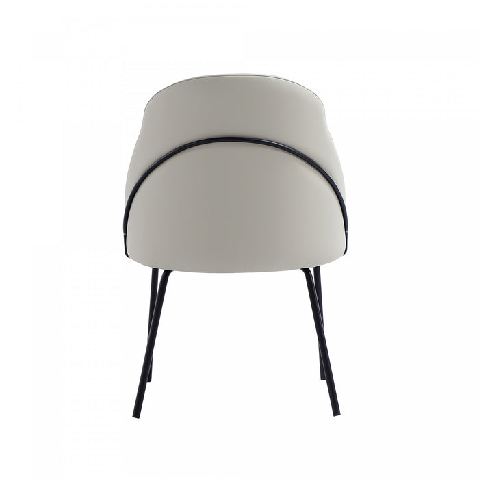 Chaise de salle a manger moderne Gracie en metal et cuir vegetalien, gris pierre et noir