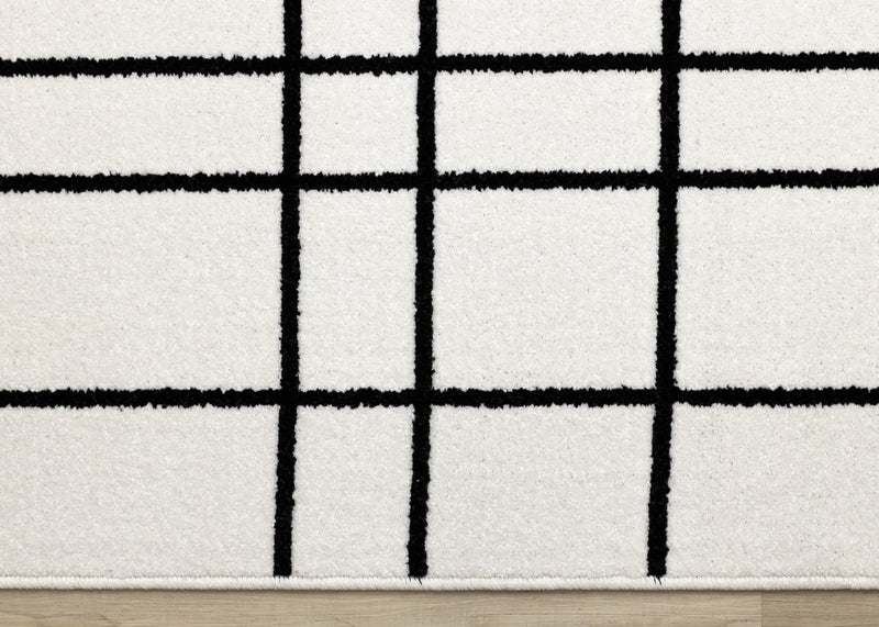 Tapis Covington a carreaux gris et blanc, 7'10\" x 10'6\"