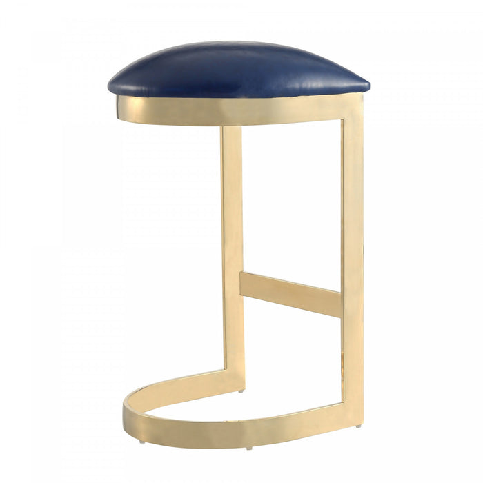 Tabouret de bar moderne en metal et tissu Aura bleu - Lot de 3