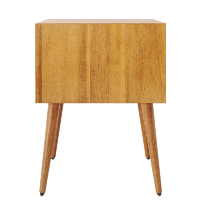 Emma Table de Nuit Moderne Mid-Century avec 2 Tiroirs, Naturel