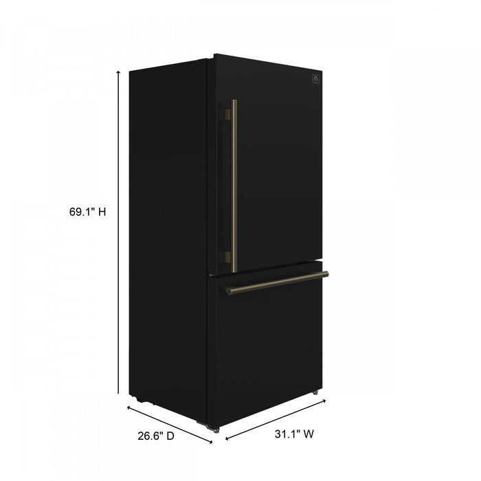 Refrigerateur Milano Espresso de 31 po avec congelateur inferieur, noir, 17,2 pi³ – FFFFD1785-31BLK