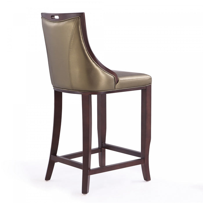 Tabouret de bar en bois traditionnel Emperor avec assise rembourree, bronze - Lot de 3