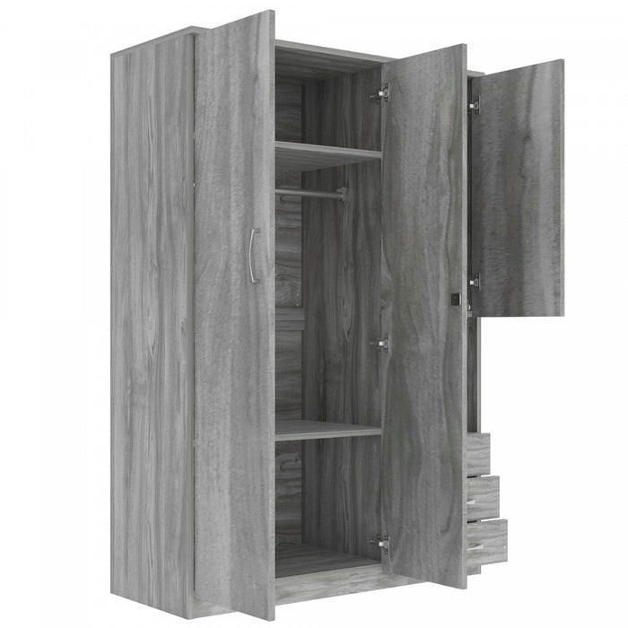 Armoire De Rangement Lydia En Bois De 47,2\" Avec 2 Portes, Etageres Et 3 Tiroirs, Grise