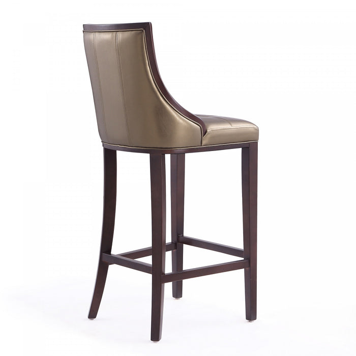 Tabouret de bar traditionnel en bois avec assise rembourree Fifth Avenue, bronze - Lot de 3