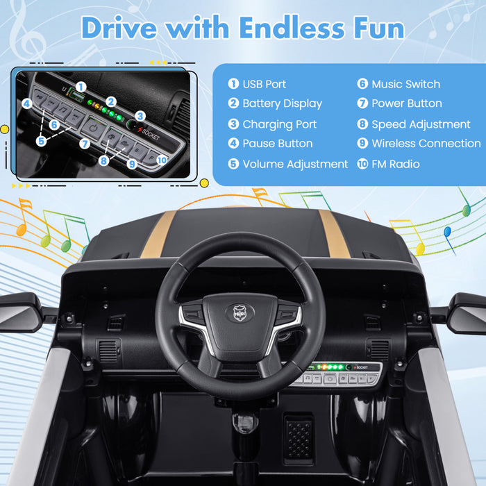 Honeyjoy Kids Ride Sur Voiture De Police 12v 7a Batterie Voiture De Police Avec Telecommande Noir