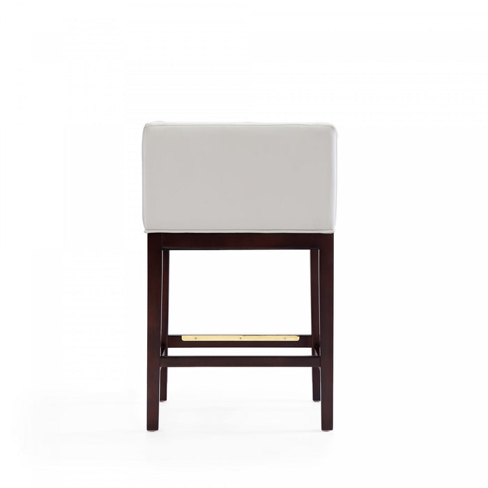 Tabouret de comptoir en bois rembourre ivoire style Mid-Century Modern Kingsley - Lot de 3
