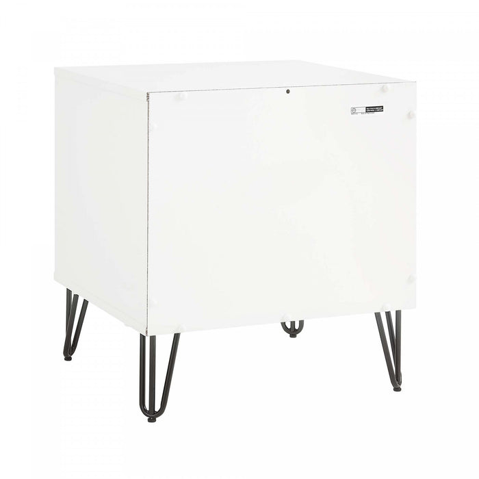 Table de nuit moderne Dumbo 20\" a rainures, gris rustique et blanc (1 tiroir) - Lot de 2