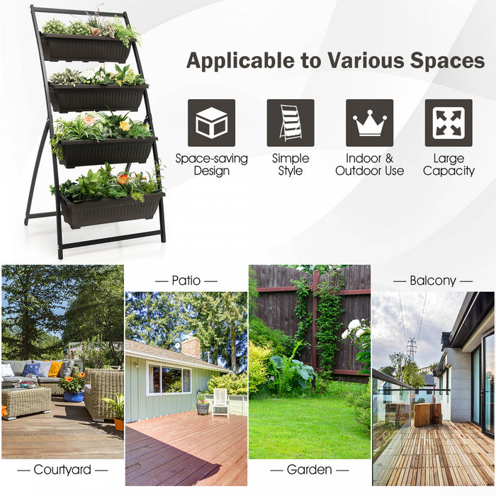 Costway 5 Ft 4-tier Vertical Souleve Lit De Jardin Eleve Planter Boite W / 4 Boites De Conteneur