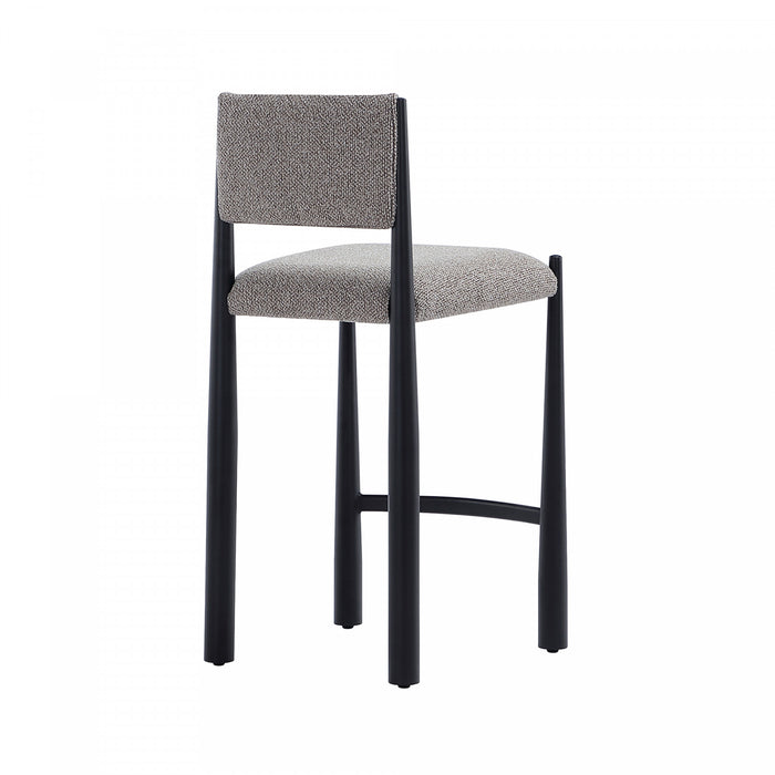 Tabouret de comptoir en metal boucle style mid-century modern Lennor, coloris champignon