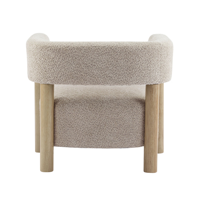Evelyn Fauteuil d’appoint avec assise confortable et revetement en boucle, bois naturel