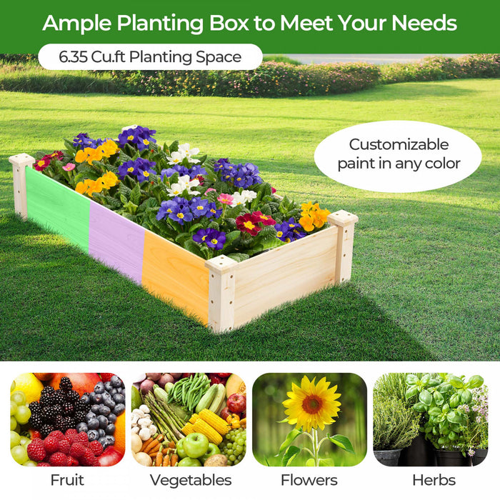 Costway Souleve Jardin Lit Sapin Bois Bois Carre Bois Planter Boite Pour Fleur Exterieur