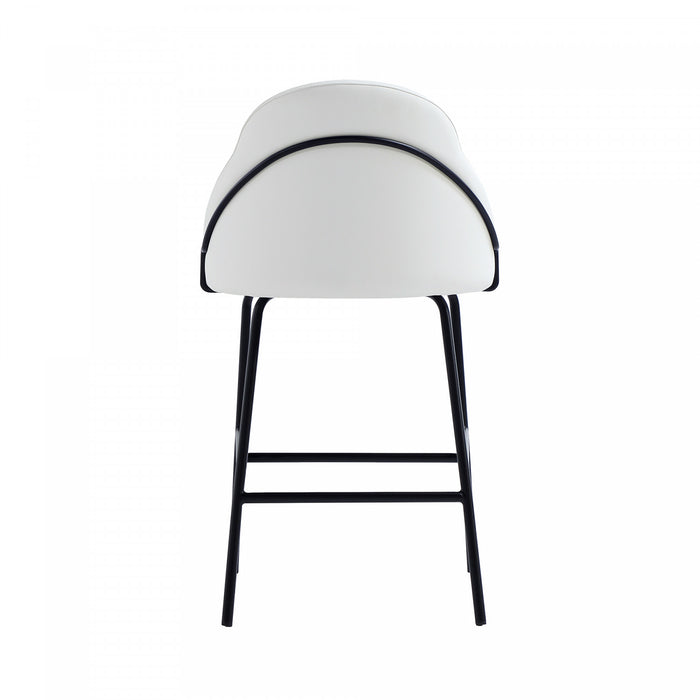 Tabouret de comptoir moderne en metal Gracie, rembourre, blanc et noir