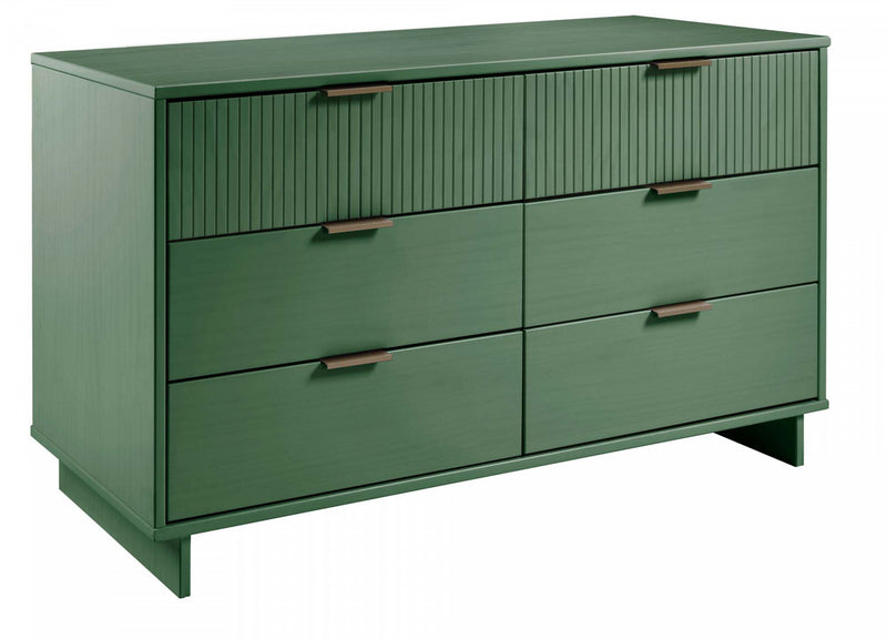 Commode Granville Modern 55\" en vert sauge (6 tiroirs)