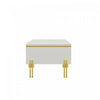 Lustra 39.4 Inch Modern High-Gloss Coffee Table with Dual Drawers and Gold Accents, White | Lustra Table Basse Moderne Haute Brillance 39.4 po avec Double Tiroirs et Accents Dores, Blanc