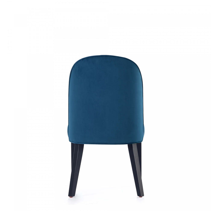 Chaise de salle a manger moderne en bois Hillman avec revetement bleu - Lot de 4
