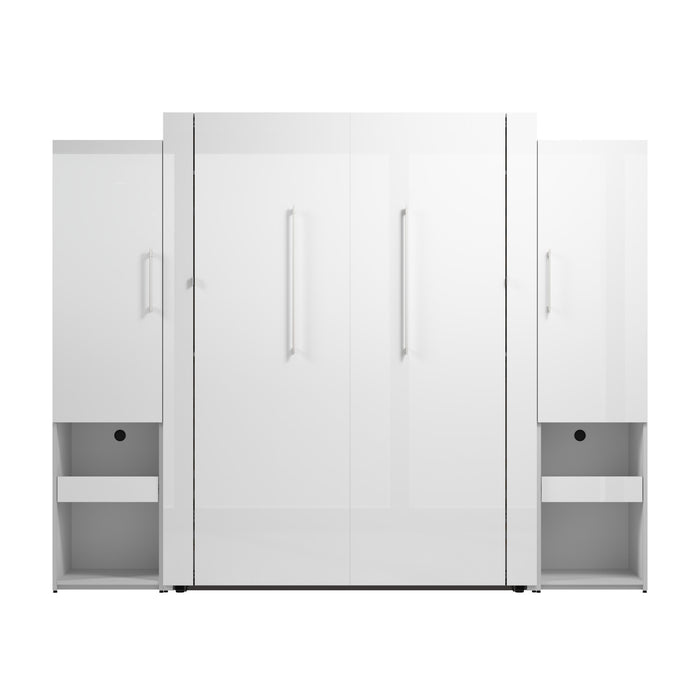Grand lit escamotable Avalon de Bestar de 107 po (L) avec armoires de rangement et tablette coulissante