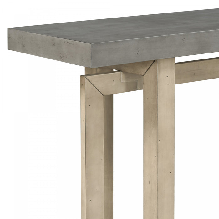 Table d'entree peinte Ethan 59,1'' avec design rectangulaire triple et pieds en bois de pin, grise