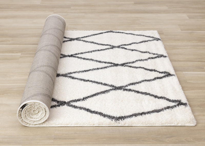 Tapis Fairmont treillis blanc gris, 6'7\" x 9'10\"