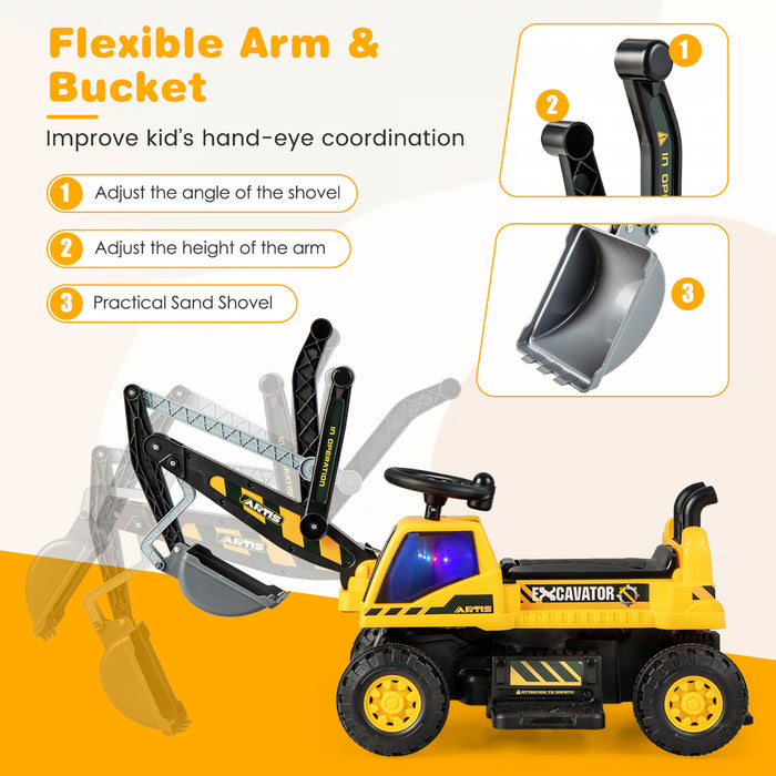 Costway Kids Ride On Excavator Digger Electric Construction Vehicles Avec Lumieres Et Musique
