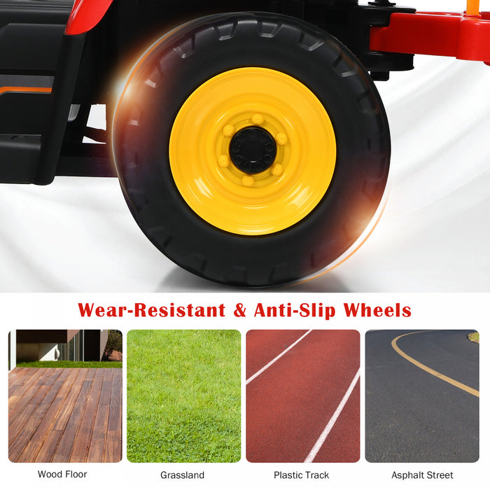 Costway Tracteur A Remorque Electrique 12v Avec Telecommande Et Lumieres Led