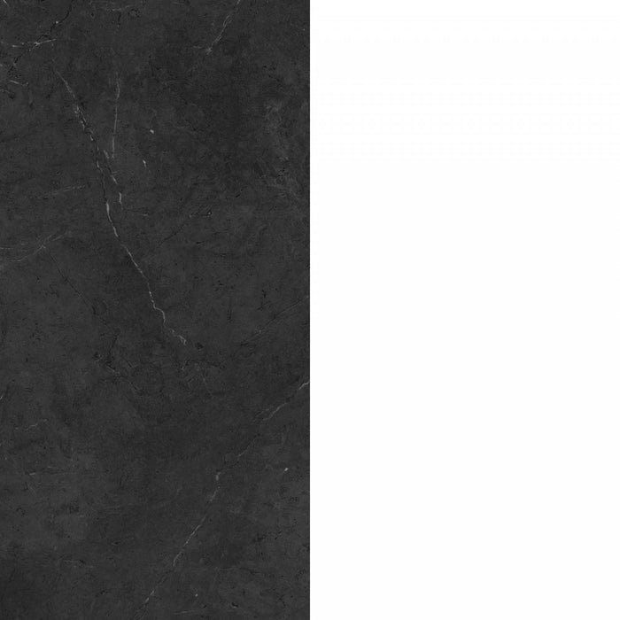  Îlot de cuisine compact Myro avec rangement - imitation de pierre noire et blanc