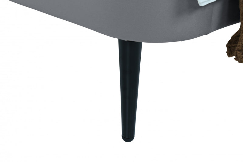 Lit une place Heather style milieu du siecle moderne, rembourre en velours gris et noir