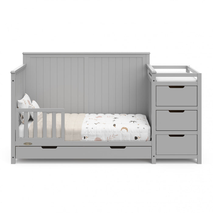 Graco Hadley Lit de bebe convertible 5-en-1 avec table a langer et tiroir - Gris galet