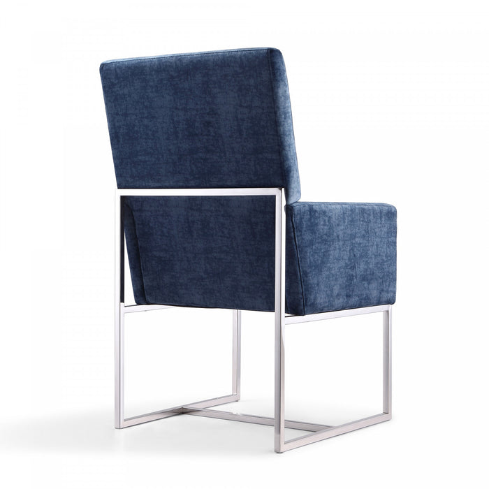 Chaise de salle a manger moderne en velours et metal Element bleu - Lot de 2