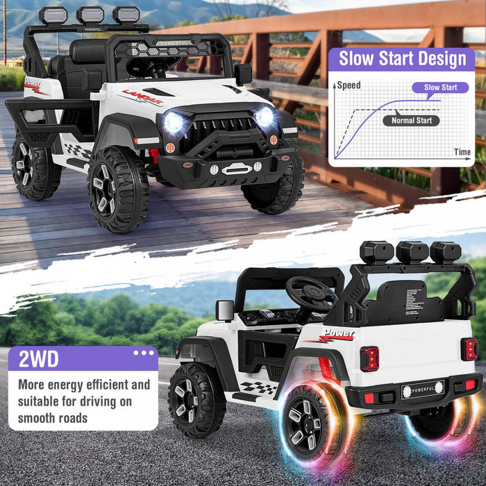 Costway 12v Enfants Roulent Sur Le Camion Avec La Suspension De Ressort Des Moteurs 2 * 12v Et La Telecommande Blanche