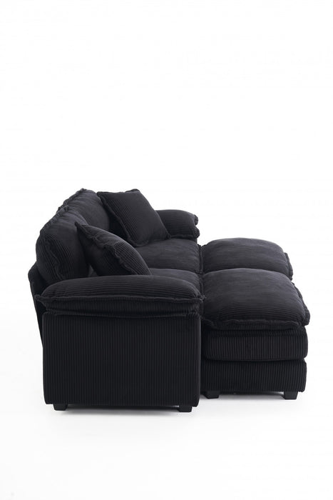 Liam Canape modulaire confortable Cloud 84,6\" avec revetement en velours cotele, Noir