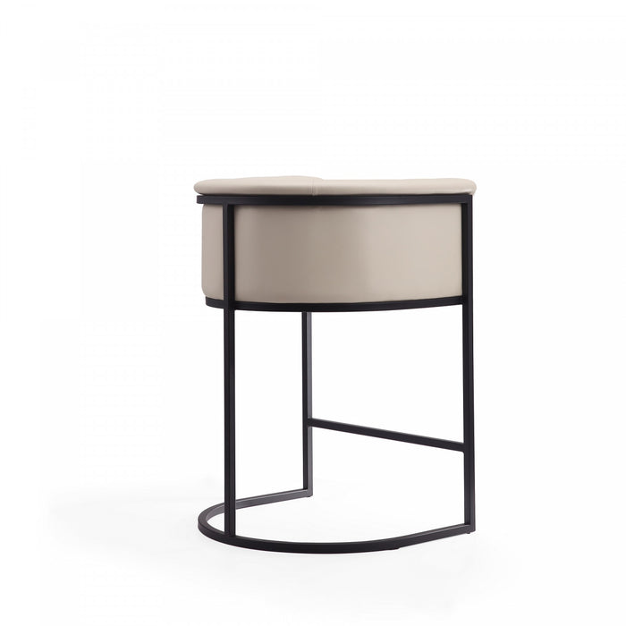 Tabouret de comptoir moderne du milieu du siecle en metal et tissu creme Cosmopolitan - Lot de 3