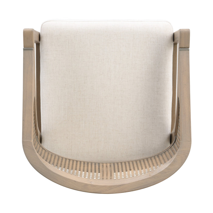 Liam Ensemble de 2 chaises de salle a manger confortables avec dossier en rotin et structure en bois de caoutchouc, frene clair