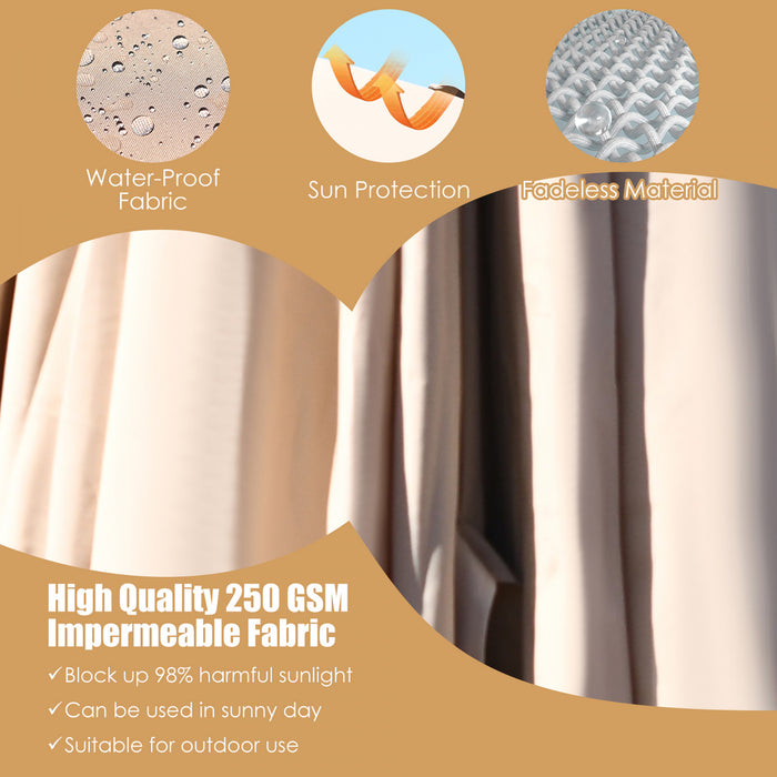 Costway Parasol cantilever 10'x13' pour terrasse, aluminium, rotation 360°, inclinable, beige