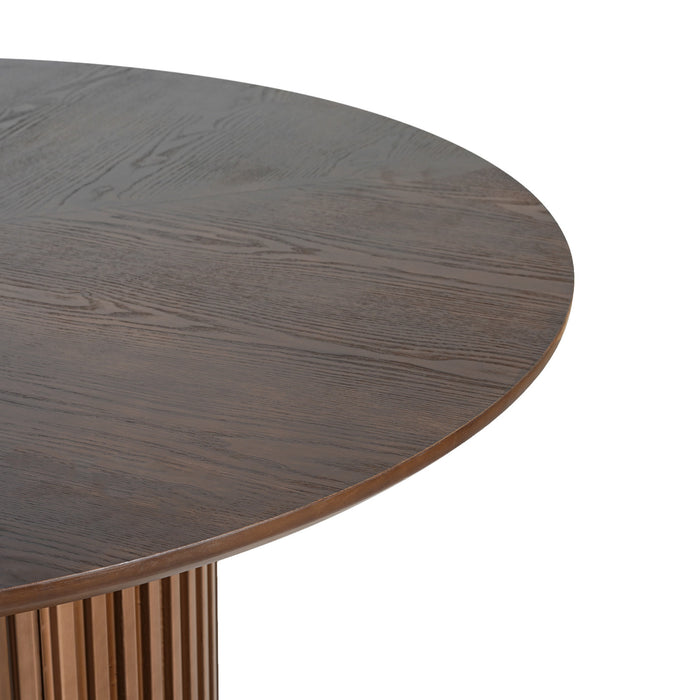 Table a manger ronde a piedestal Cove 47,25 pouces pour 4 a 5 personnes, brun