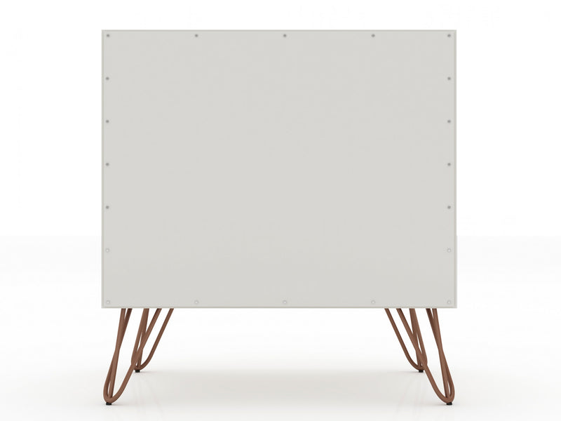 Table de nuit Rockefeller Mid-Century Modern 20\" en blanc casse (1 tiroir) - Lot de 2