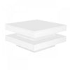 Ryan Rotating Coffee Table with LED Lighting and 360° Swivel Top,White | Ryan table basse pivotante – table basse avec eclairage LED et plateau rotatif a 360°, blanc