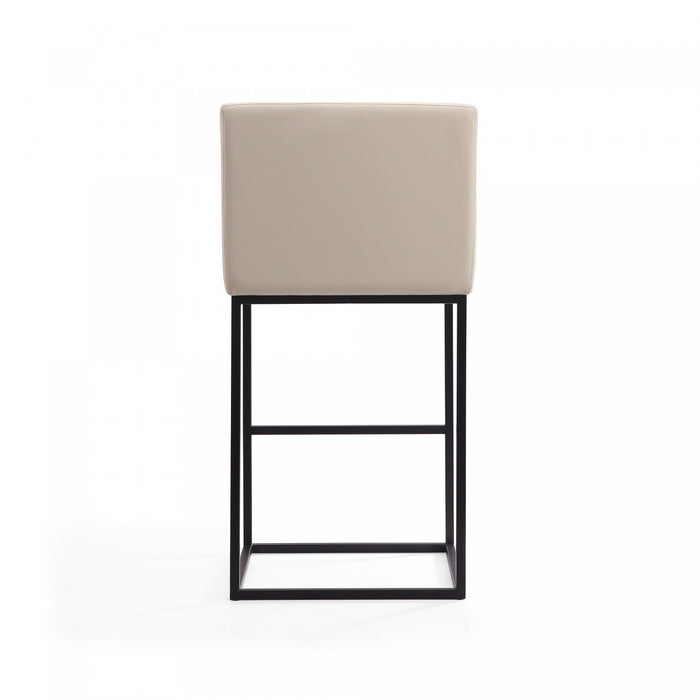 Tabouret de bar rembourre en metal style mid-century modern Ambassador, creme - Lot de 3