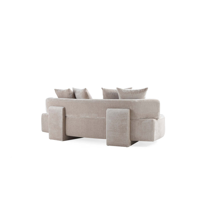 Canape en chenille beige Verandah Mid-Century Modern 231 cm
