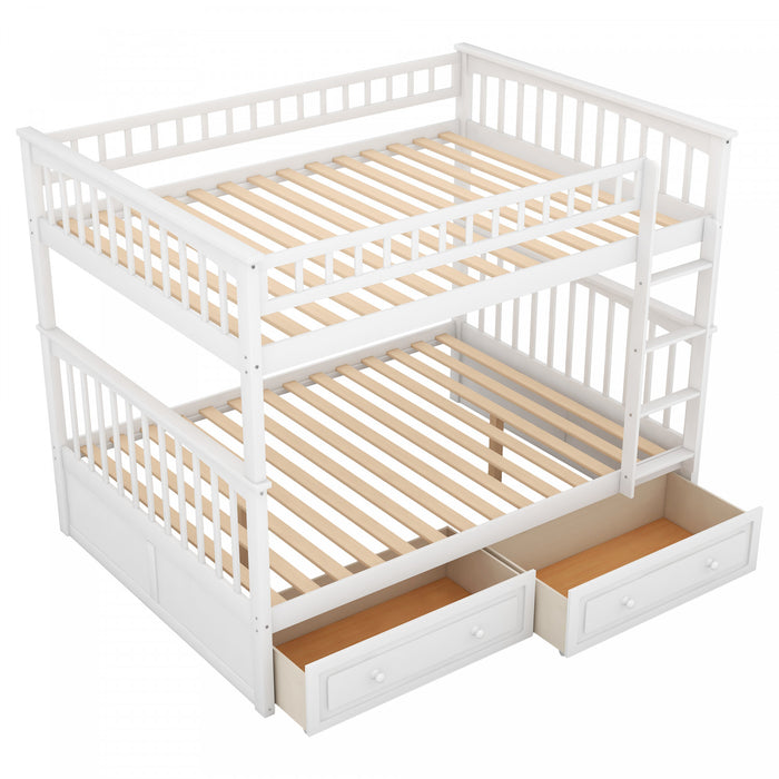 Lit Superpose Convertible Brady En Bois Massif, Taille Double, Avec Tiroirs, Blanc