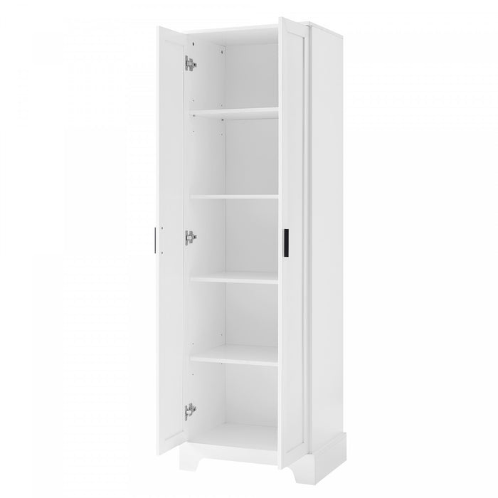 Liam Armoire de rangement multifonction avec portes et etageres reglables, Blanc