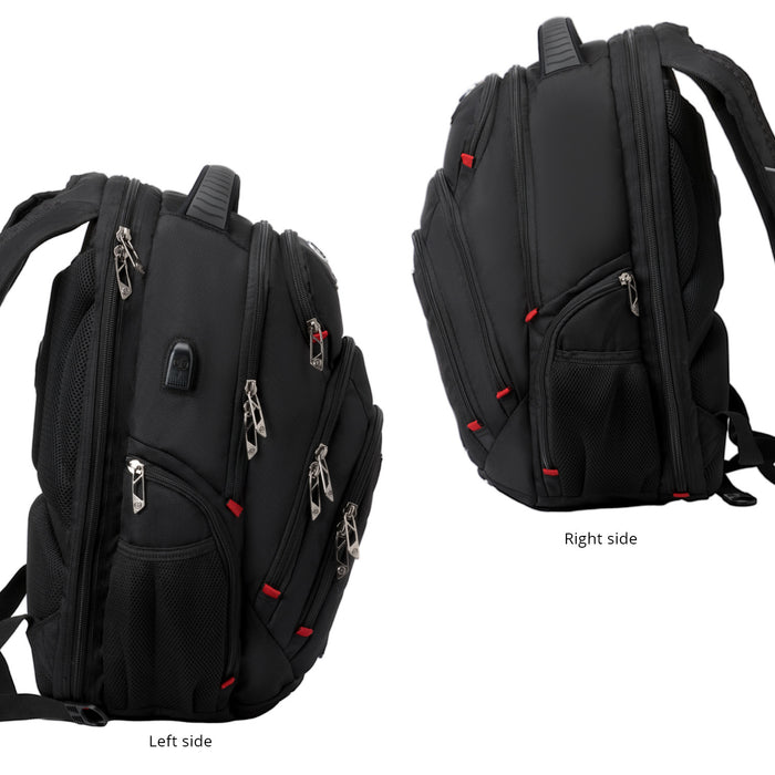 Sac a dos Swissdigital Neptune – Sac pour ordinateur portable de 16\", chargement USB, detecteur SDD, protection RFID, compatible TSA, systeme Add-A-Bag