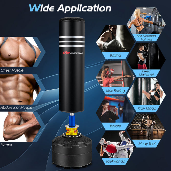 Sac De Boxe Autoportant 178 Cm Et 100 Kg Goplus, Avec 12 Amortisseurs De Base A Ventouse