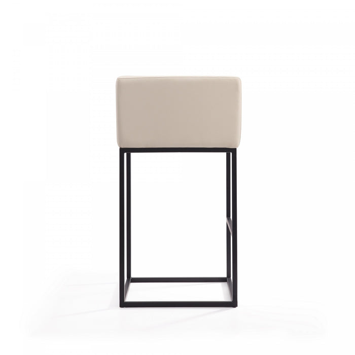Tabouret de bar Embassy style milieu du siecle en metal et tissu creme - Lot de 3