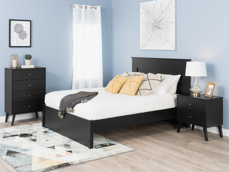 Table de nuit Milo à 2 tiroirs - noire