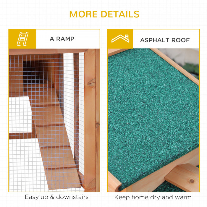 Pawhut Clapier A Deux Niveaux Pour Petits Animaux Cage A Lapin Pour Animaux Domestiques Avec Rampe D'acces Au Toit Resistant A L'eau Courante Et Aux Uv Fini Naturel Cochon D'inde Habitat Pour Hamster