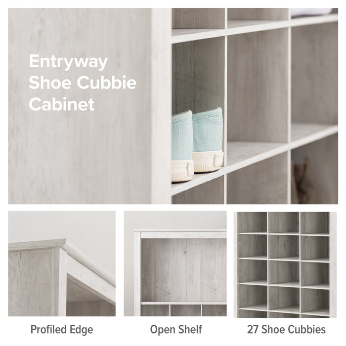 Armoire de rangement pour chaussures Rustic Ridge champêtre - blanc vieilli