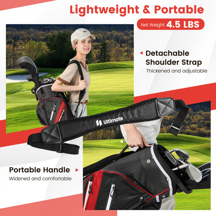 Sac De Chariot De Golf Leger Costway Avec 14 Diviseurs Superieurs De Maniere 9 Poches Sac De Refroidissement De Capuchon De Pluie