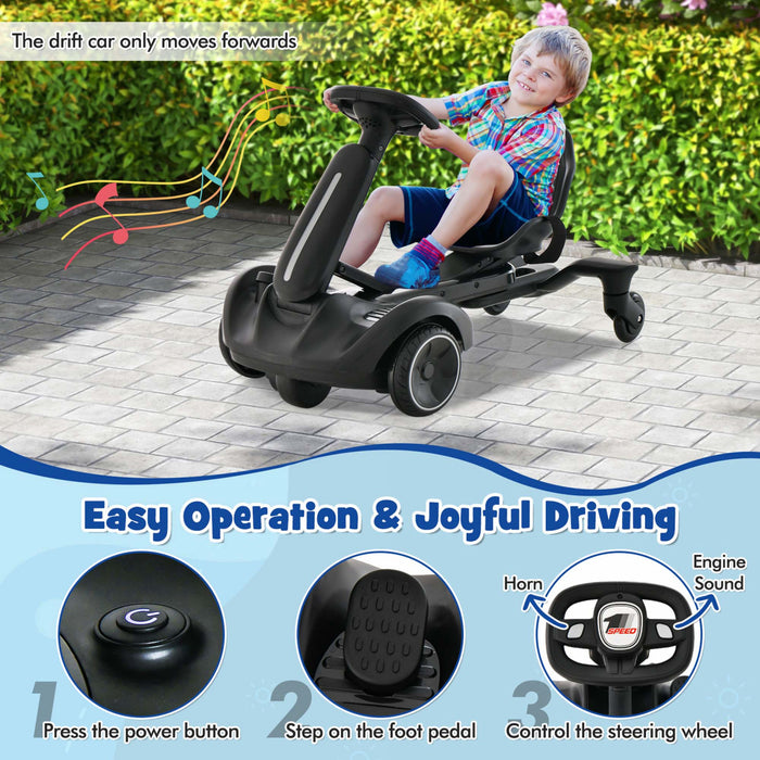 Costway Kart Electrique 6 V Pour Enfants, Vehicule De Derapage Pour Enfants, Siege Reglable A 2 Positions, Rotation A 360°, Roues Durables, Vitesse Max 4,8 Km/h, Klaxon, Pour Les 3 A 8 Ans